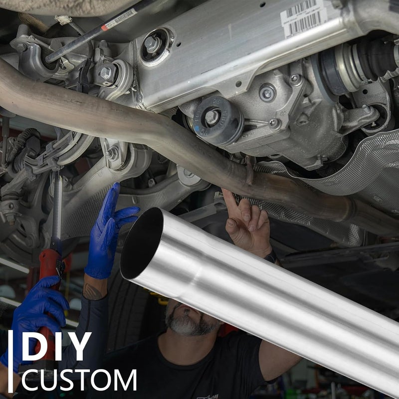 LCGP 2.25" Custom Mandrel Straight Exhaust Pipe, 48" Long, Made of High Quality Stainless Steel Fit 2.25 Inch Exhaust System - Image 3